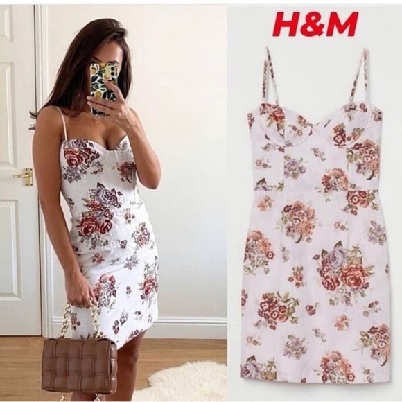 H&M x Brock Collection White Floral Fitted
Linen Blend Mini Dress Women NWT - Picture 2 of 13